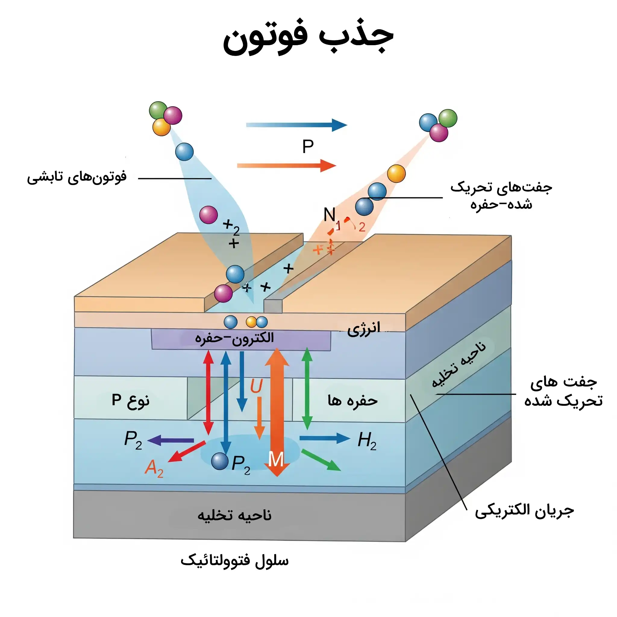 جذب فوتون‌ها توسط سلول‌های فتوولتائیک-نحوه تولید برق پنل خورشیدی