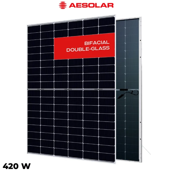 پنل خورشیدی 420 وات دوطرفه مونوکریستال AE SOLAR