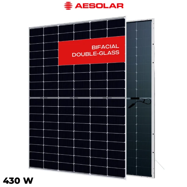 پنل خورشیدی 430 وات دوطرفه مونوکریستال AE SOLAR