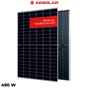 پنل خورشیدی 490 وات دوطرفه مونوکریستال AE SOLAR