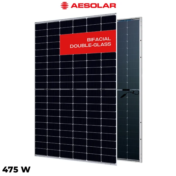 پنل خورشیدی 475 وات دوطرفه مونوکریستال AE SOLAR