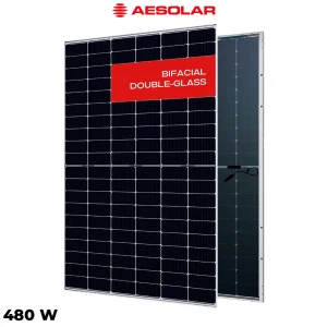 پنل خورشیدی 480 وات دوطرفه مونوکریستال AE SOLAR