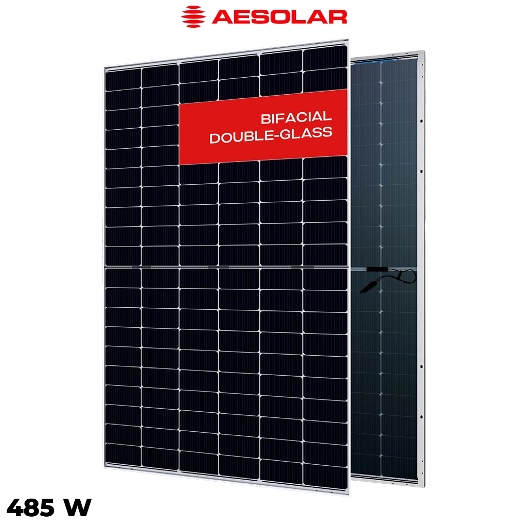 پنل خورشیدی 485 وات دوطرفه مونوکریستال AE SOLAR