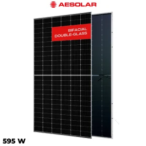 پنل خورشیدی 595 وات دوطرفه مونوکریستال AE SOLAR