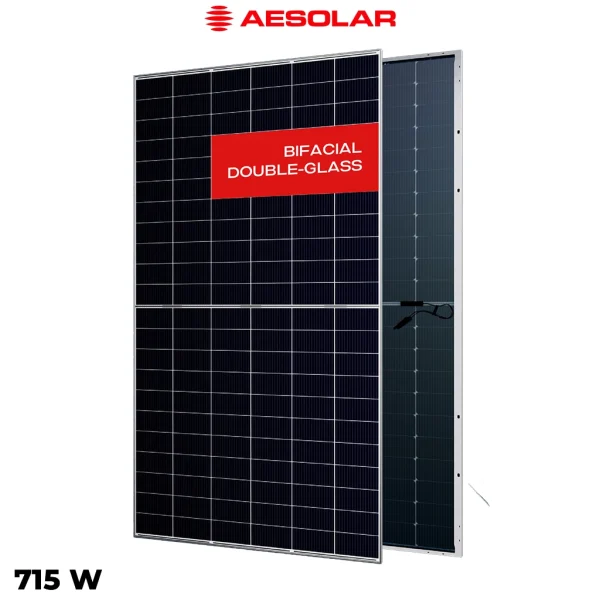 پنل خورشیدی 715 وات دوطرفه مونوکریستال AE SOLAR
