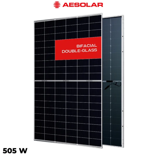 پنل خورشیدی 505 وات دوطرفه مونوکریستال AE SOLAR