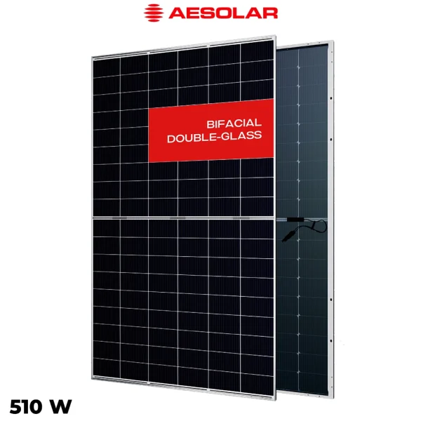 پنل خورشیدی 510 وات دوطرفه مونوکریستال AE SOLAR
