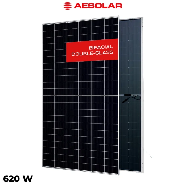 پنل خورشیدی 620 وات دوطرفه مونوکریستال AE SOLAR