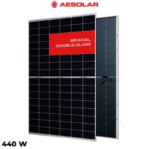 پنل خورشیدی 440 وات دوطرفه مونوکریستال AE SOLAR