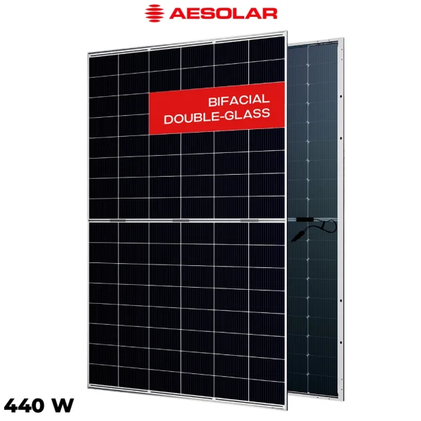 پنل خورشیدی 440 وات دوطرفه مونوکریستال AE SOLAR
