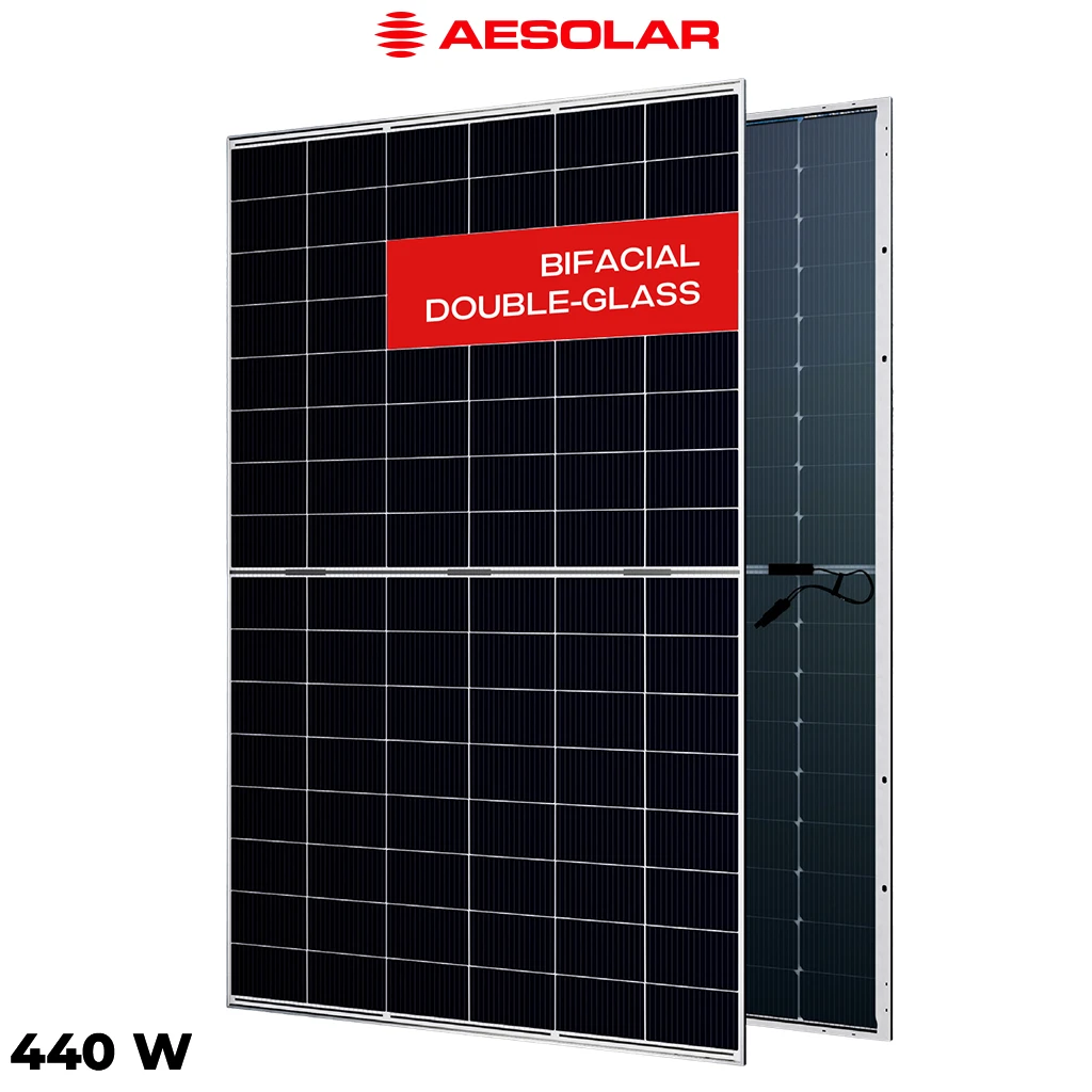 پنل خورشیدی 440 وات دوطرفه مونوکریستال AE SOLAR