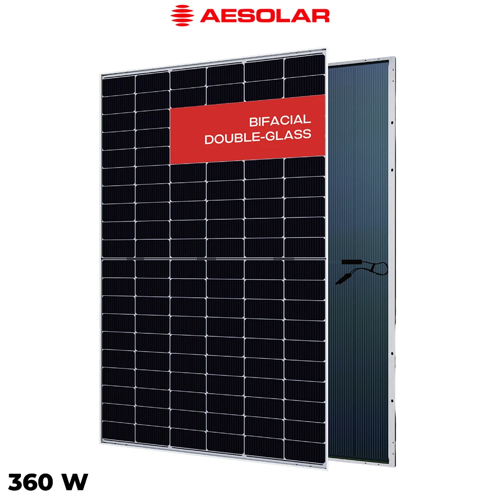 پنل خورشیدی 360 وات دوطرفه مونوکریستال AE SOLAR