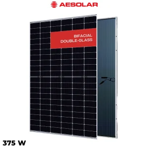 پنل خورشیدی 375 وات دوطرفه مونوکریستال AE SOLAR