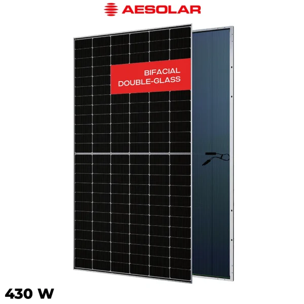 پنل خورشیدی 430 وات دوطرفه مونوکریستال AE SOLAR
