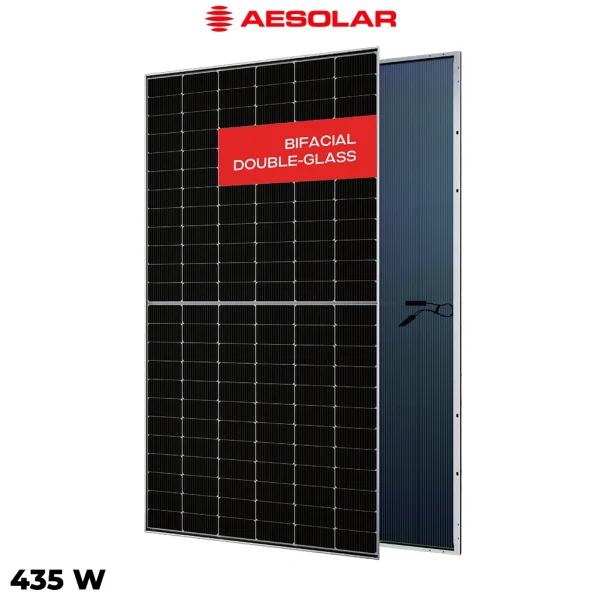 پنل خورشیدی 435 وات دوطرفه مونوکریستال AE SOLAR