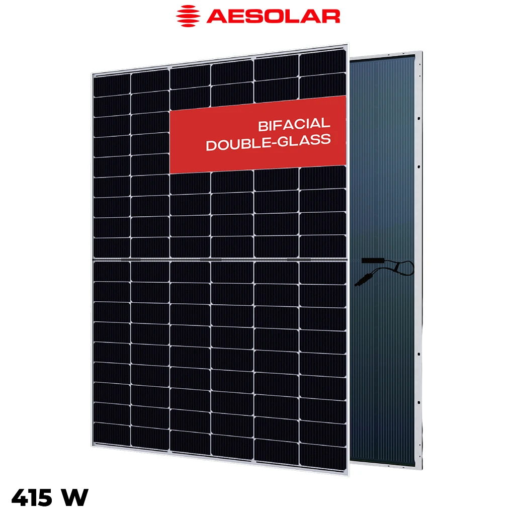 پنل خورشیدی 415 وات دوطرفه مونوکریستال AE SOLAR