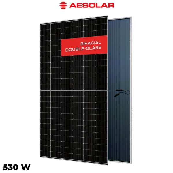 پنل خورشیدی 530 وات دوطرفه مونوکریستال AE SOLAR