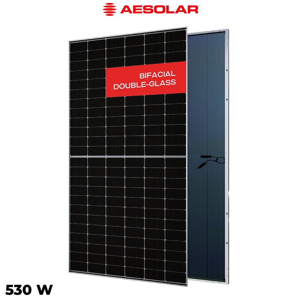 پنل خورشیدی 530 وات دوطرفه مونوکریستال AE SOLAR