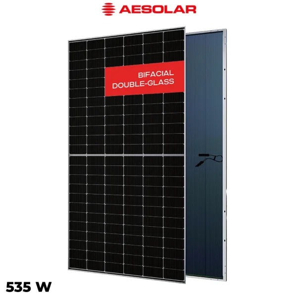 پنل خورشیدی 535 وات دوطرفه مونوکریستال AE SOLAR