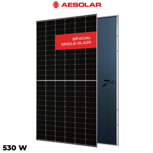 پنل خورشیدی 530 وات دوطرفه مونوکریستال AE SOLAR