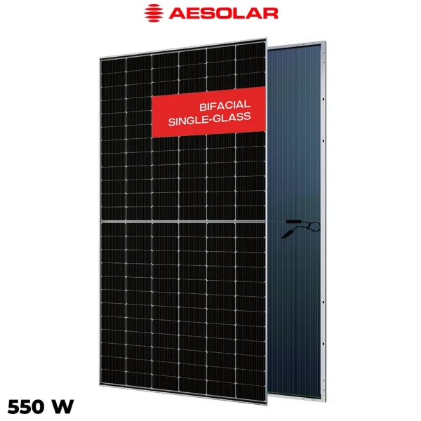 پنل خورشیدی 550 وات دوطرفه مونوکریستال AE SOLAR