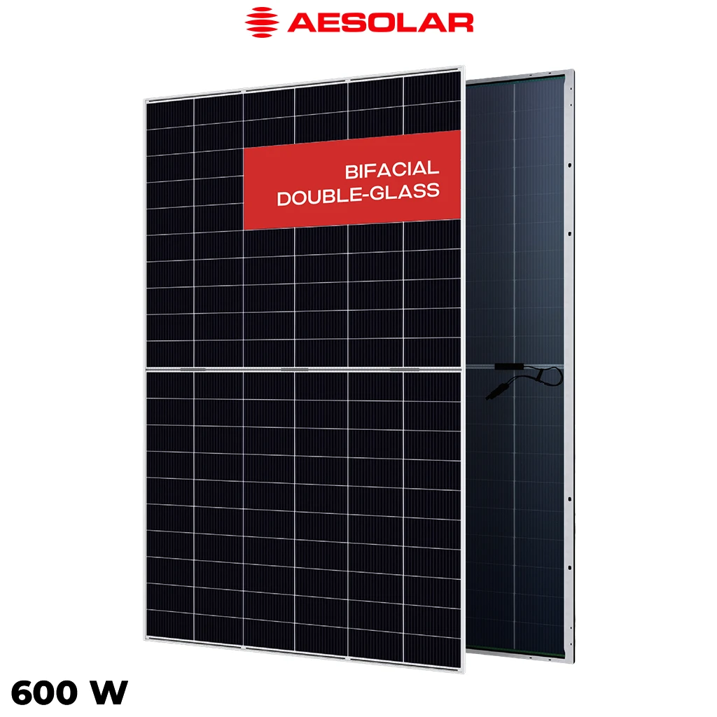 پنل خورشیدی 600 وات دوطرفه مونوکریستال AE SOLAR